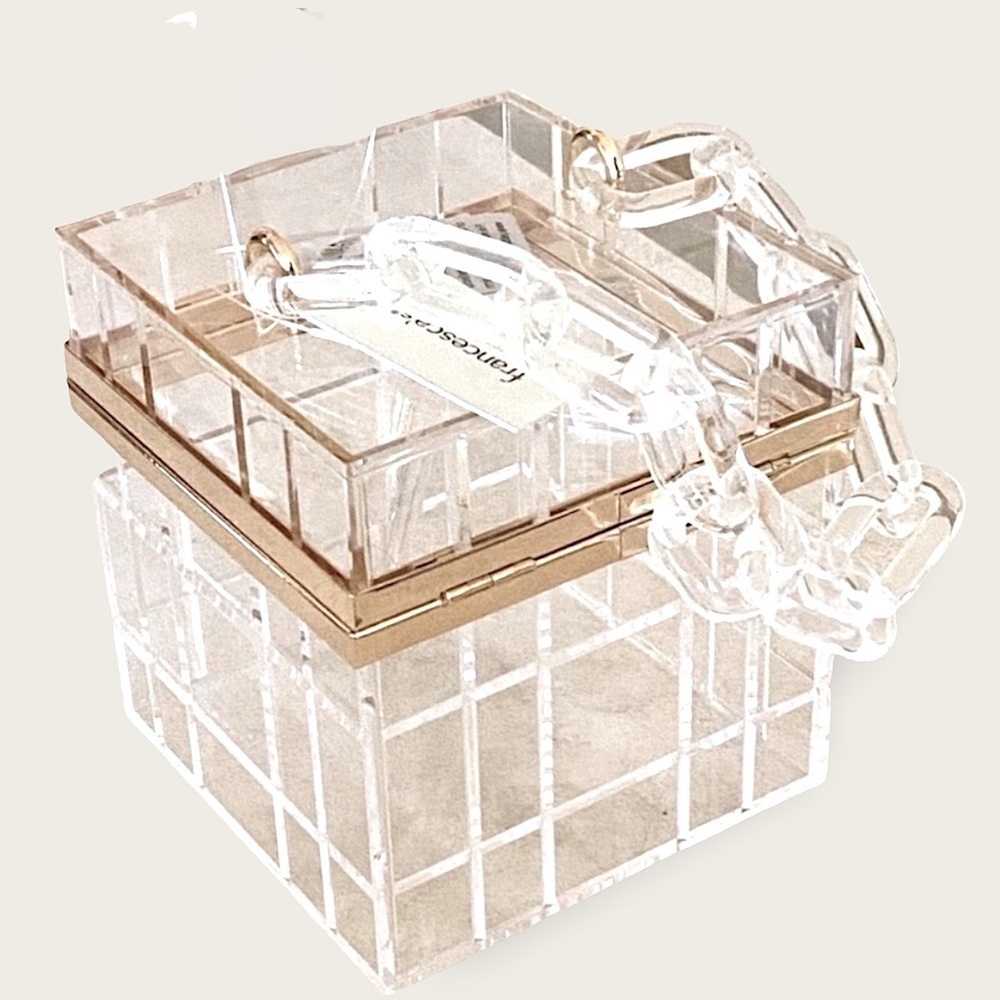 Renata Clear Resin Chunky Chain Box Bag Clutch NWT Francesca’s NWT